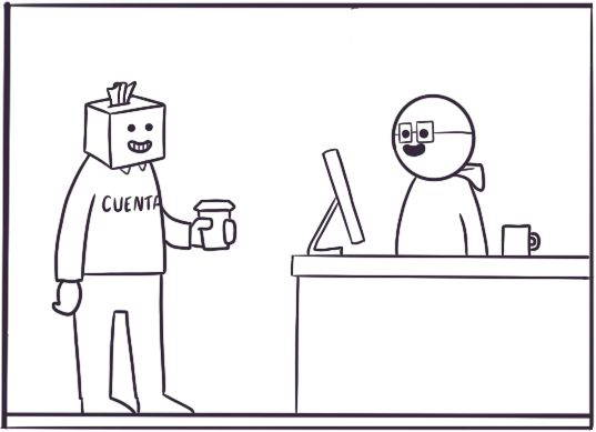 Un perfil de cuentas y Raúl mirándose