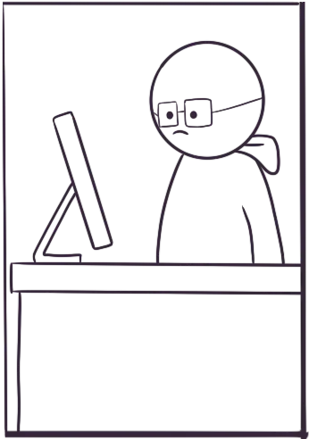 Raúl decepcionado mirando la pantalla de su ordenador