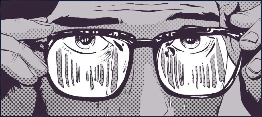 Raúl contestando mientras se pone las gafas